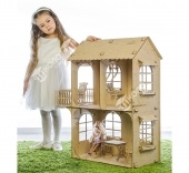 Кукольный дом, средний размер, фанера: 3 мм