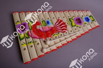 Ксилофон диатонический Ля мажор (15 пластин, на низком резонаторе, ель) художественная роспись