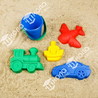 Набор для игры в песке, 4 формочки, ведро, цвета МИКС